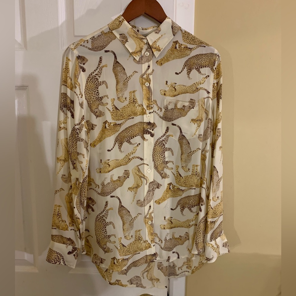 Equipment Leopard Print Button Down Shirt
